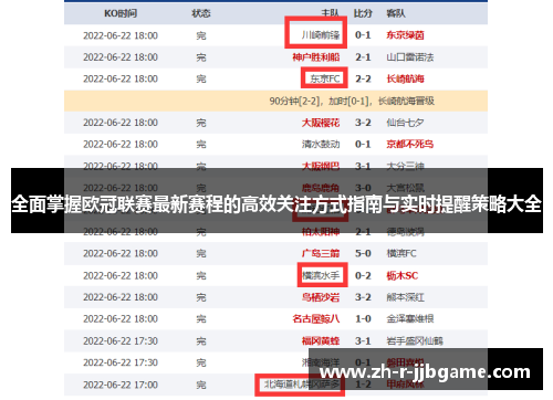 全面掌握欧冠联赛最新赛程的高效关注方式指南与实时提醒策略大全 全面掌握欧冠联赛最新赛程的高效关注方式指南与实时提醒策略大全